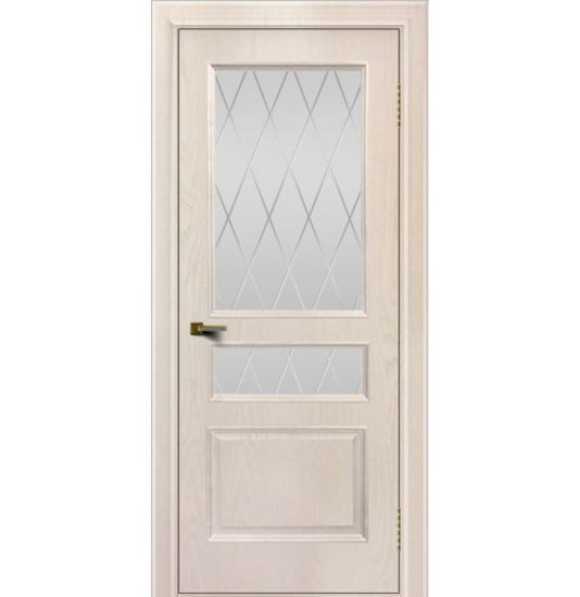 Межкомнатная дверь ЛайнДор Калина Ясень жемчуг 27, стекло Лондон - миниатюра фото