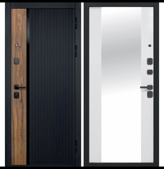 Входная дверь Ferroni Кантри Эмалит белый зеркало - фото