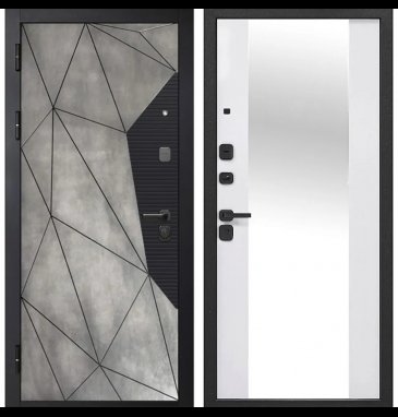 Входная дверь Ferroni Геометрия Бетон снежный зеркало - фото