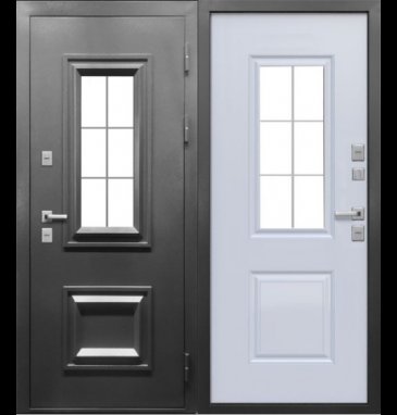 Входная дверь Ferroni TERMO 3 Букле графит Эмалит белый Ковка - фото