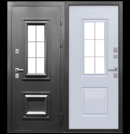 Входная дверь Ferroni TERMO 3 Букле графит Эмалит белый Ковка - фото