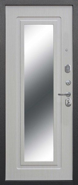 Входная дверь Ferroni Царское зеркало Серебро Белый ясень - фото