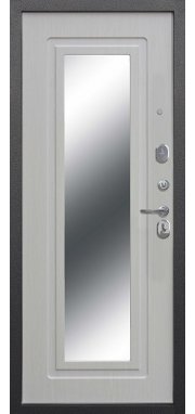 Входная дверь Ferroni Царское зеркало Серебро Белый ясень - миниатюра фото