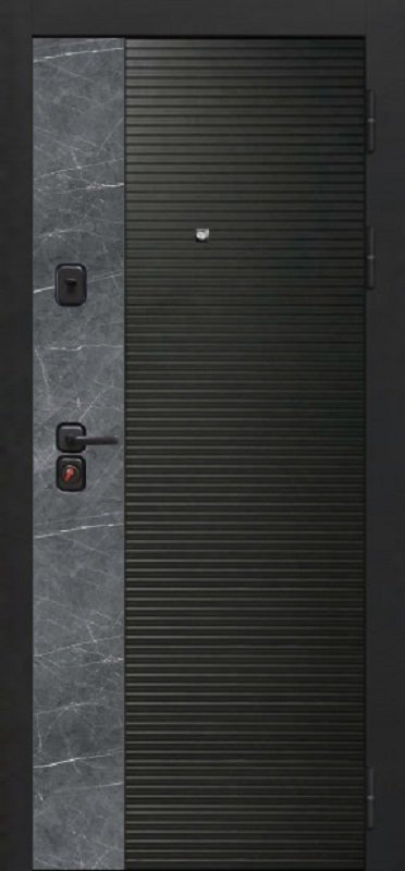 Входная дверь Oiko Acoustic Art Black/Marble/K1 Софт белый - фото