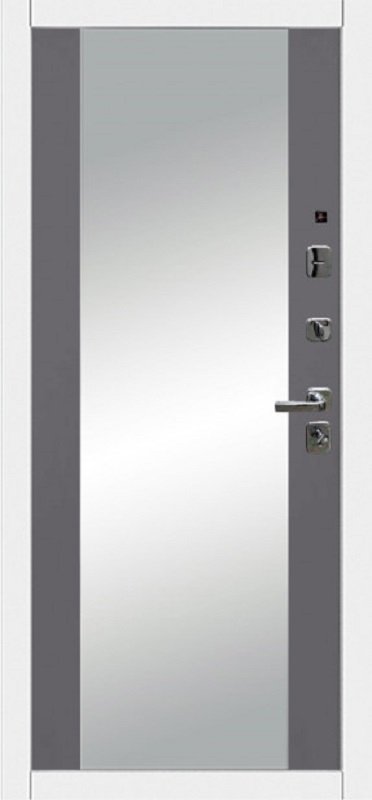 Входная дверь Oiko Acoustic Grafika-2 White/Reflex Софт серый - фото