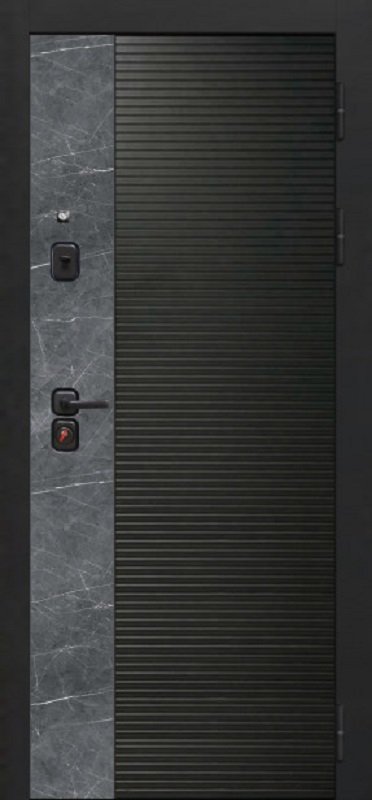 Входная дверь Oiko Acoustic Art Black/Marble/Reflex Софт серый - фото