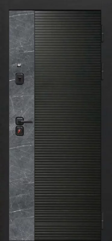 Входная дверь Oiko Acoustic Art Black/Marble/Reflex Софт белый - фото