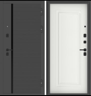 Входная дверь Цитадель 10 см 2МДФ Букле графит Эмалит Белый - фото