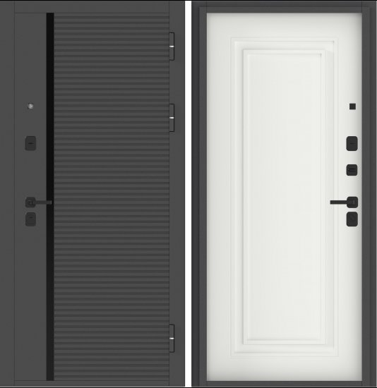 Входная дверь Цитадель 10 см 2МДФ Букле графит Эмалит Белый - фото